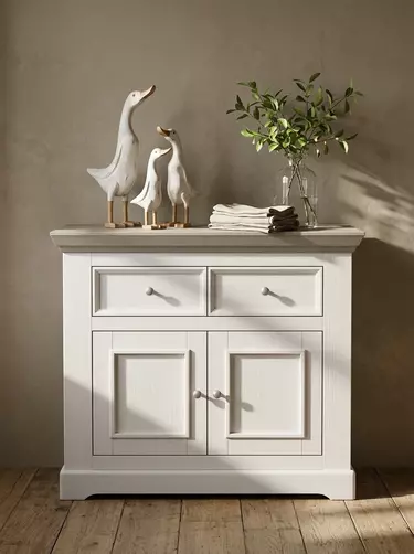 Комод буфета 2 двери 2 ящика Форест белый воск/серый
