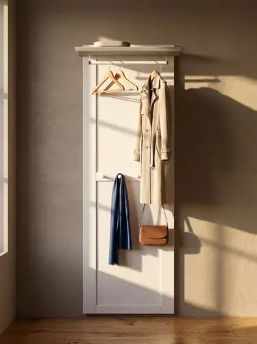 Вешалка Форест навесная с полкой белый воск/серый