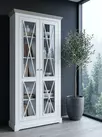 Витрина Форест  с двумя стеклянными дверями белый воск/серый