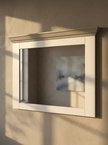 Зеркало белое сосна Форест белый воск/серый