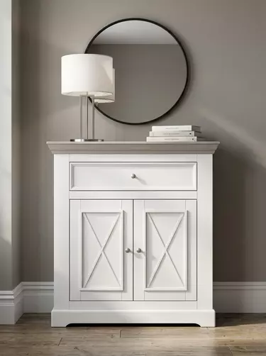 Комод массив с ящиком Форест 2-дверный с 1-м ящиком (тумба 201) белый воск/серый