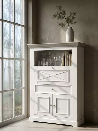 Комод Форест 3-дверный с 1 ящиком белый воск/серый