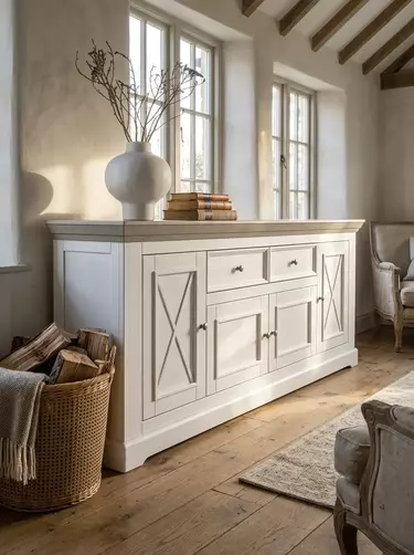 Комод Форест 4-дверный с 2-я ящиками белый воск/серый