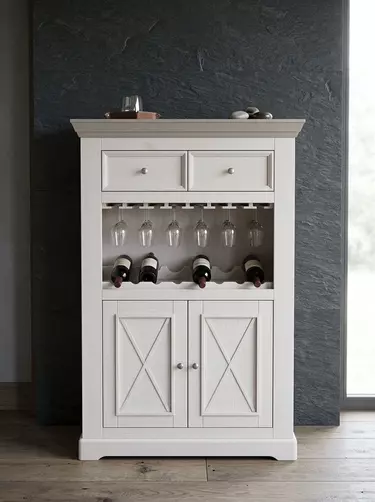 Комод-бар массив сосны Форест 2-дверный с 2-я ящиками белый воск/серый