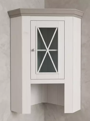 Надстройка комода углового (буфет угловой) Форест белый воск/серый