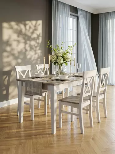 Стол обеденный белый сосна Форест 1200 белый воск/серый