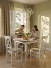 Стол обеденный из массива раскладной Форест 90/125 белый воск/серый