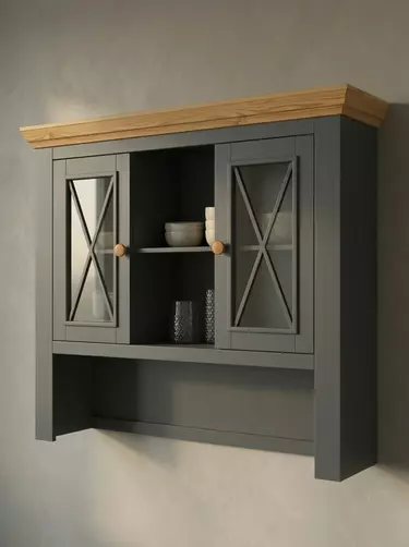 Надстройка комода (буфет большой) 2 двери 1 полка серый 7012/бейц-масло