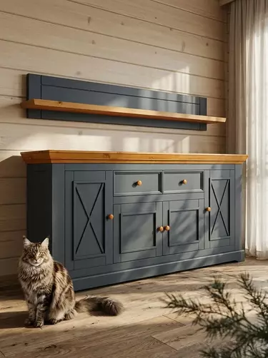 Полка настенная Форест серый 7012/бейц-масло