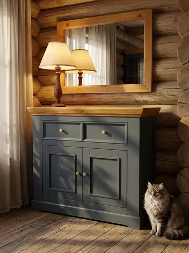 Комод буфета 2 двери 2 ящика Форест серый 7012/бейц-масло