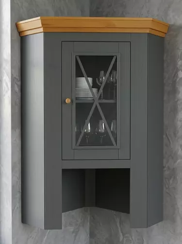 Надстройка комода углового (буфет угловой) Форест серый 7012/бейц-масло