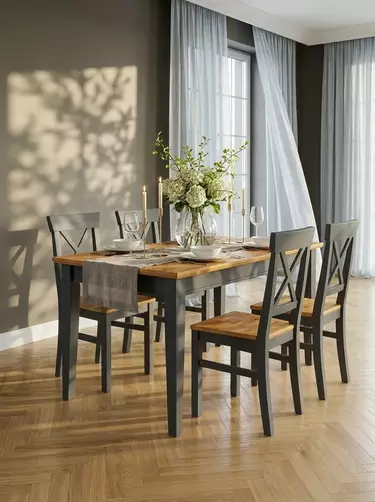 Стол обеденный Форест со вставкой 140 серый 7012/бейц-масло