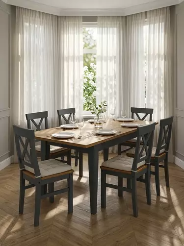 Стол обеденный Форест 160 со вставкой серый 7012/бейц-масло