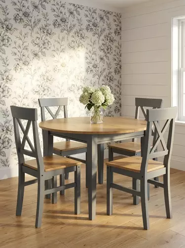 Стол обеденный раскладной Сканди 90/125, серый 7046/антик