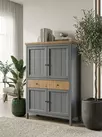 Тумба с ящиками Сканди 222 глухие двери, серый 7046/антик