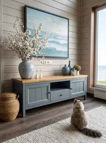 Тумба ТВ 21 Сканди, серый 7046/антик