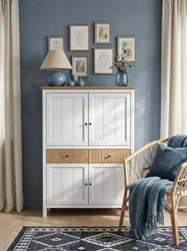 Тумба Сканди 222 глухие двери, белый/антик