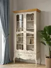 Витрина деревянная ЛеБо 2-дверная Бежевый воск/Антик