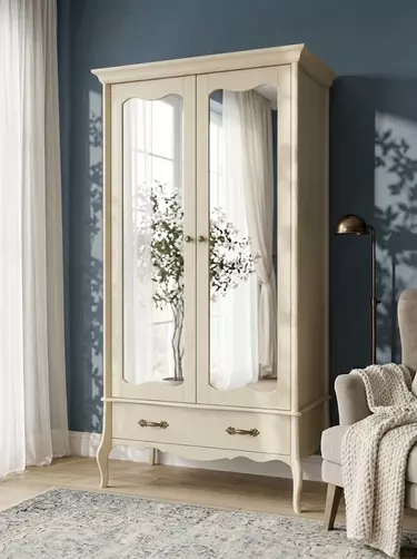   Шкаф массив сосны 2-дверный с зеркалом ЛеБо  