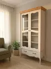 Витрина деревянная ЛеБо 2-дверная Бежевый воск/Антик