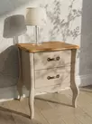 Тумба Лебо прикроватная 2 ящика Бежевый воск/Антик