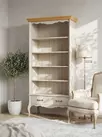 Стеллаж Лебо широкий Бежевый воск/Антик