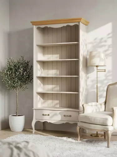 Стеллаж Лебо широкий Бежевый воск/Антик