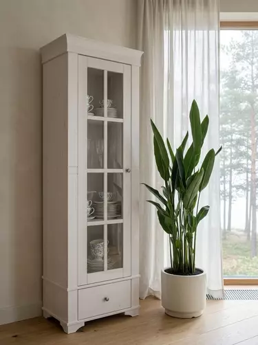 Витрина 1 ящик Бейли белый воск