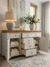 Комод Бейли с 2 дверками и 6 ящиками белый воск/антик
