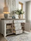 Комод Бейли с 2 дверками и 6 ящиками белый воск/антрацит