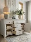 Комод с 6 ящиками массив Бейли 2 двери 6-ящ белый воск