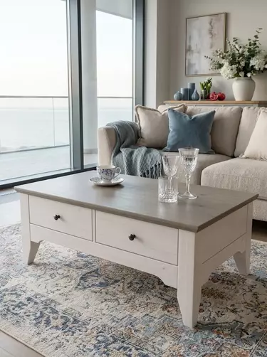 Стол журнальный Бейли белый воск/антрацит