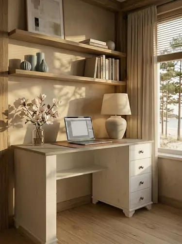 Стол Бейли письменный с 4-я ящиками белый воск/антрацит