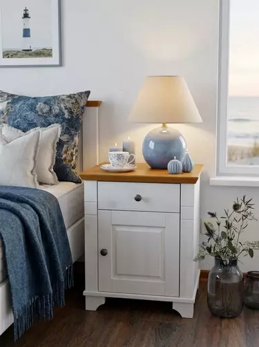 Тумба прикроватная Бейли белый воск/антик