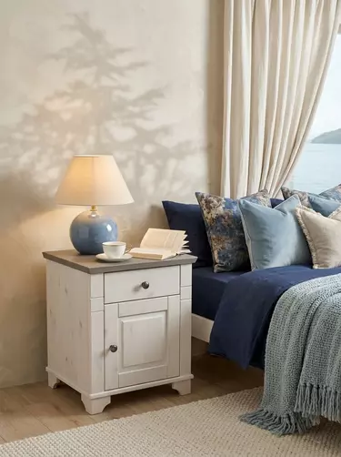 Тумба прикроватная Бейли белый воск/антрацит