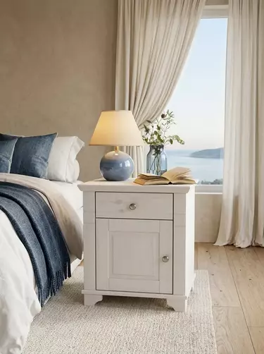 Тумба с 1 ящиком белая Бейли прикроватная белый воск
