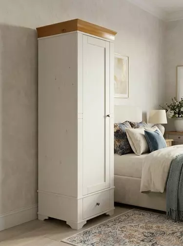 Шкаф 1-дверный Бейли белый воск/антик