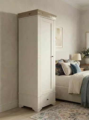 Шкаф 1-дверный Бейли белый воск/антрацит