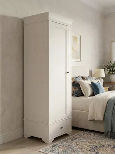 Шкаф с дверкой и ящиком Бейли 1-ств белый воск