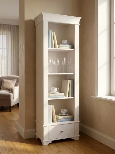 Стеллаж с 4 полками и ящиком Бейли белый воск