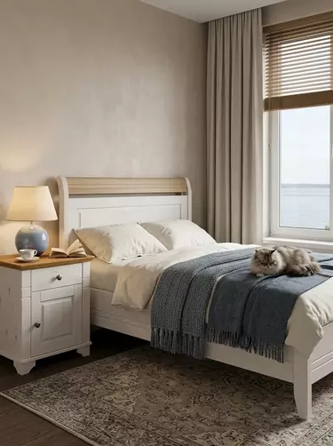 Кровать Бейли 1200х2000 без изножья белый воск/антик