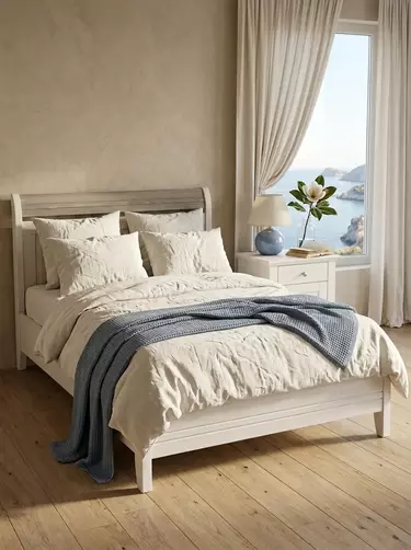 Кровать Бейли 1200х2000 без изножья белый воск/антрацит