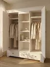 Шкаф Бейли 2-ств с зеркальными дверцами и открытой секцией с полками белый воск