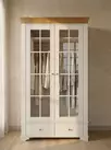 Шкаф 2х дверный со стеклянными дверями Бейли белый воск/антик