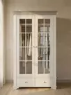 Шкаф 2х дверный со стеклянными дверями Бейли белый воск/антрацит