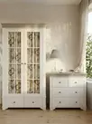 Шкаф 2х дверный со стеклянными дверями Бейли белый воск/антрацит
