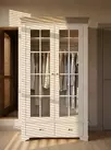 Шкаф 2х дверный со стеклянными дверями Бейли белый воск/антрацит