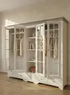 Шкаф 5 дверный с 4 стеклянными дверями и полками белый воск/антрацит