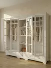 Шкаф c 5 ящиками Бейли 5 дверный с 4 стеклянными дверями и полками белый воск