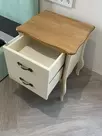 Тумба Лебо прикроватная 2 ящика Бежевый воск/Антик